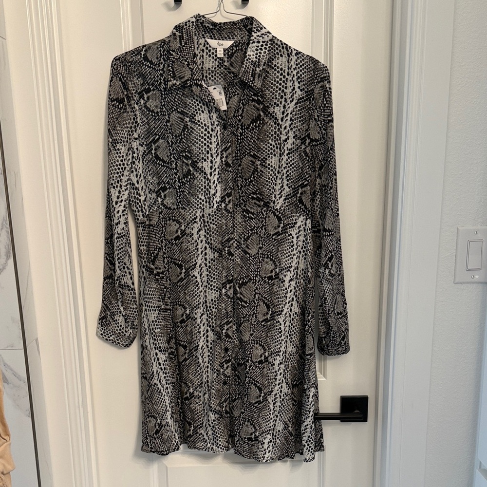 Ripe Maternity Black and White Long Sleeve Dress